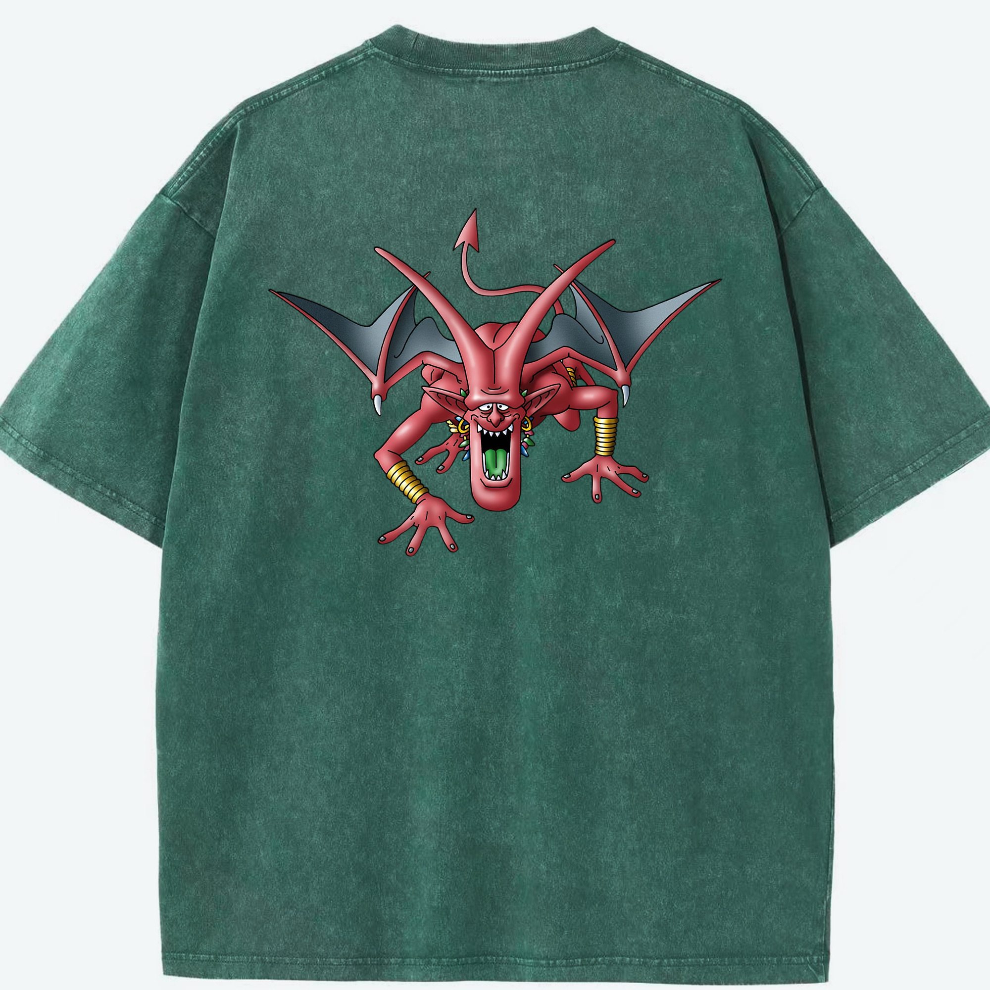 （画像用） ドラゴンクエスト Doragon Kuesuto Dragon Quest 綿100% ヴィンテージ風 半袖Tシャツ（背面プリント）